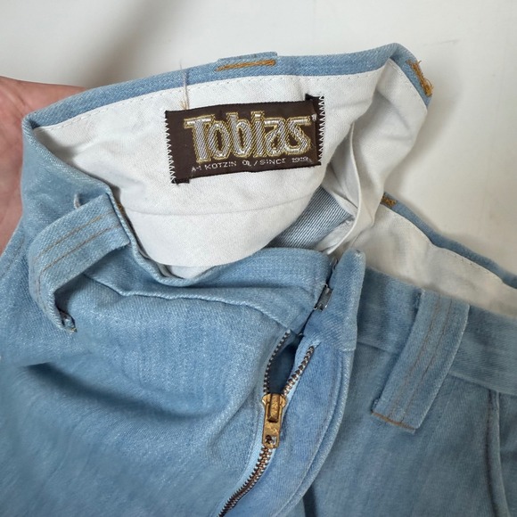 Vintage‎ 70s Tobias Blue Flared Hippie Zip Fly Denim Jeans 34x27.5, USA - Picture 6 of 7